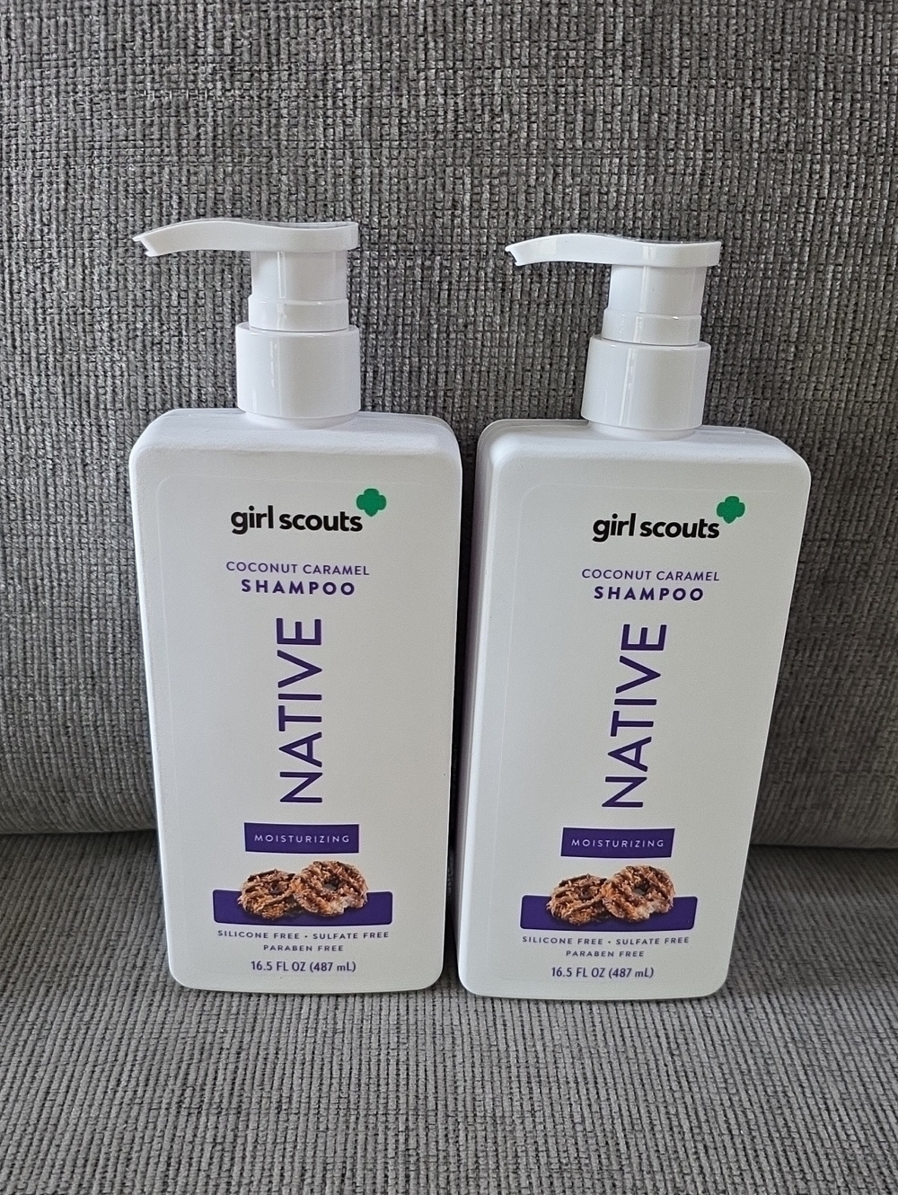 Native Girl Scouts Coconut Caramel Moisturizing Shampoo, New, 2 Bottles, 16.5oz.